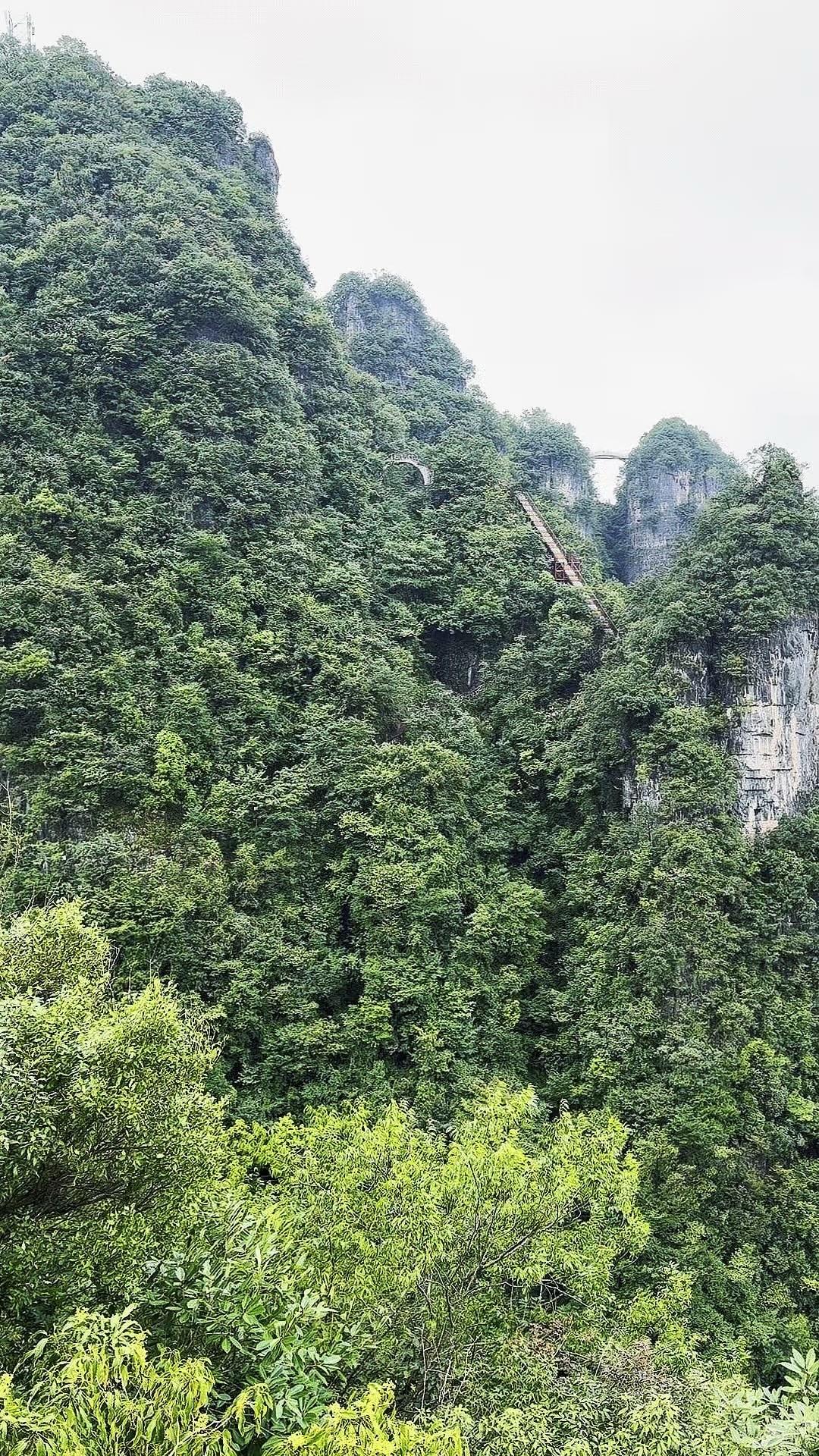 站在奇峰之巅，云雾在身边缭绕，抬眼是连绵起伏的奇形山石，整个人被壮阔的山景包裹着