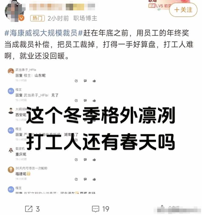 海康威视大幅裁员：千名员工受影响，35岁成职场分水岭[微风]
近日，一则关于海康