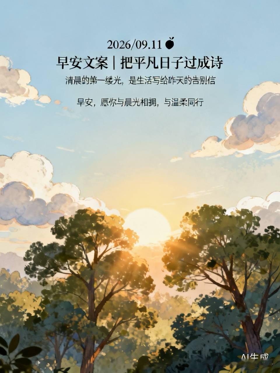²⁰²⁶/₀₉.₁₁ ᵕ̈ 早安文案｜把平凡日子过成诗 🌅✨

🌅 清晨的第
