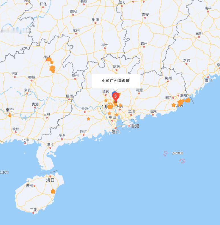 每个区域总可以在不同角度说自己是中心。从地图上看，广州知识城不仅是处于广州市行政