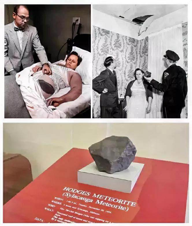 1954年，国外一名女子正在出租屋里睡觉，却意外遭到外来陨石的撞击，幸亏没击中腹