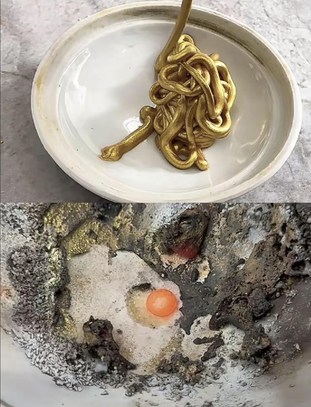 它不是金子混泥巴，是宁海老师傅黄才良捣了二十多道才调出来的漆里金浆，要手劲、要天