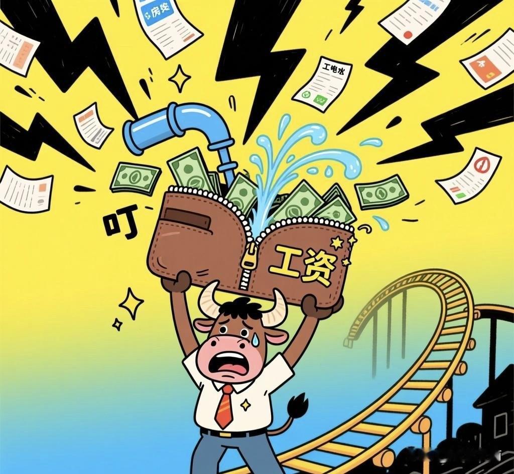 牛马人工资奇遇记：
叮咚一响，
工资到账，
钱包像很小的气球般鼓起，
我飘进云端