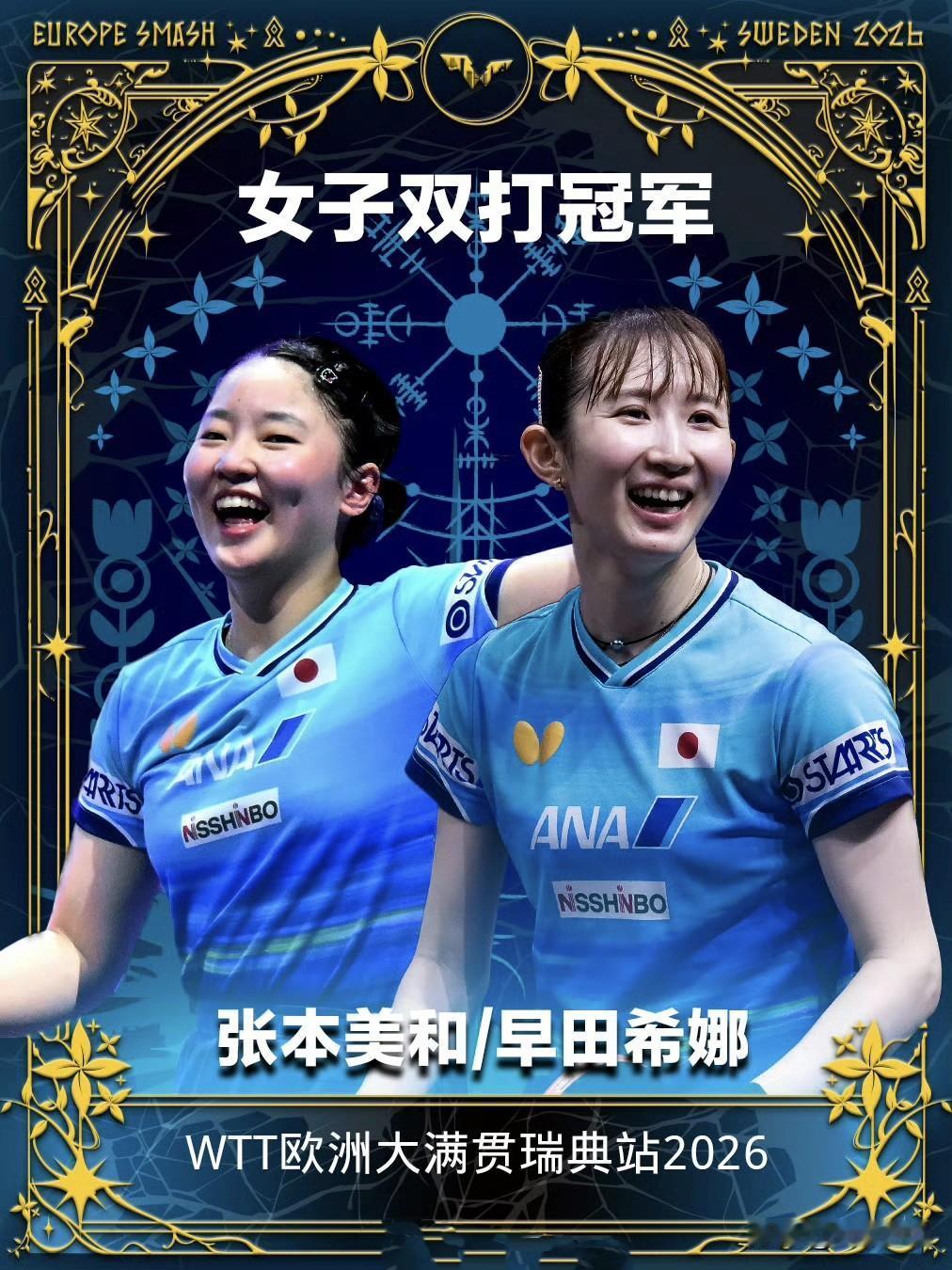 🇯🇵早田希娜/张本美和3比1杜凯琹/吴咏琳🇭🇰获得女双冠军的内场采访🏆