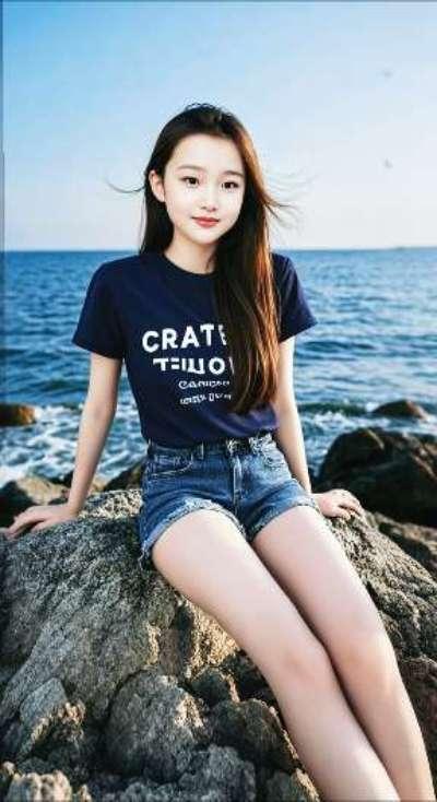 AI扩图 AI海畔佳人