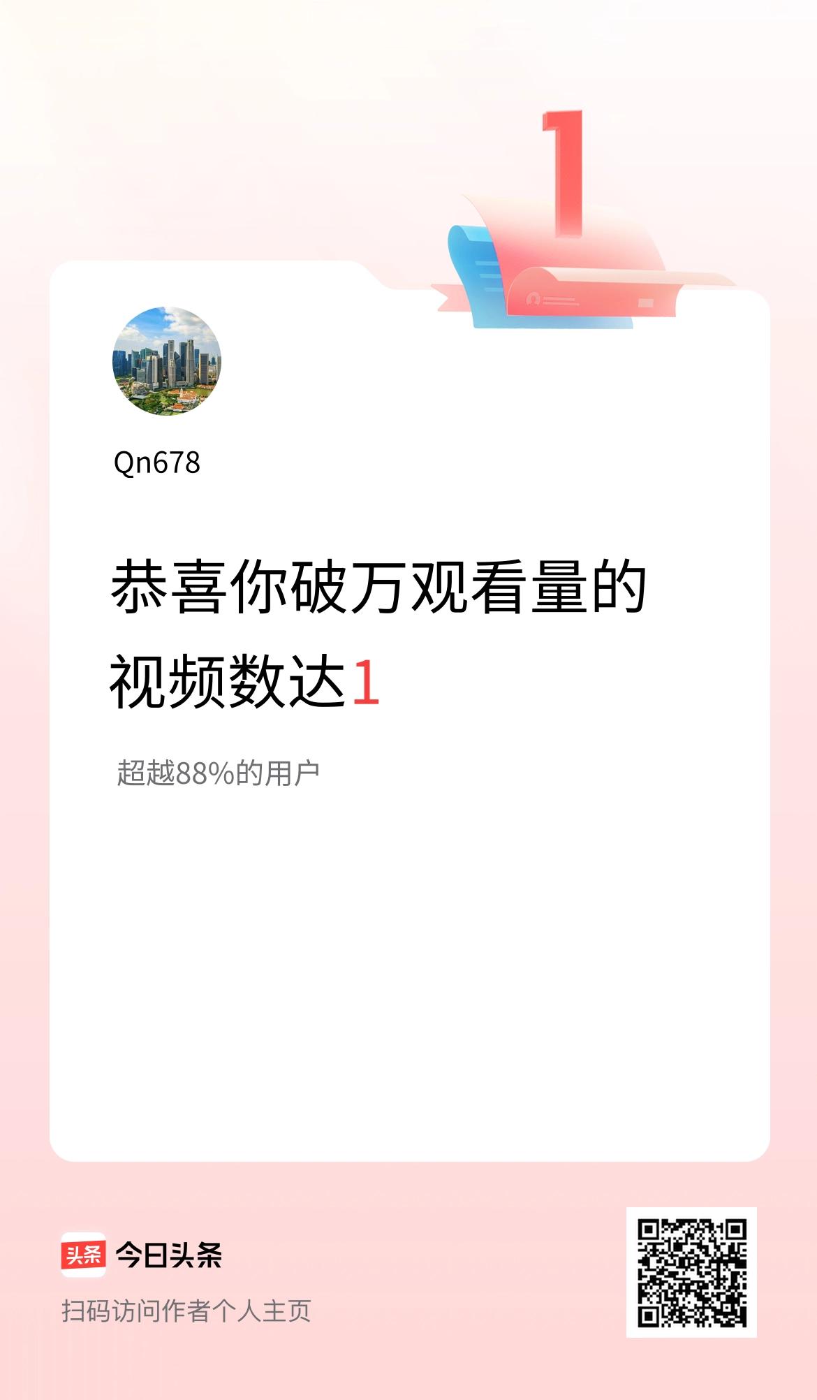我在头条有1条视频播放量破万了！
