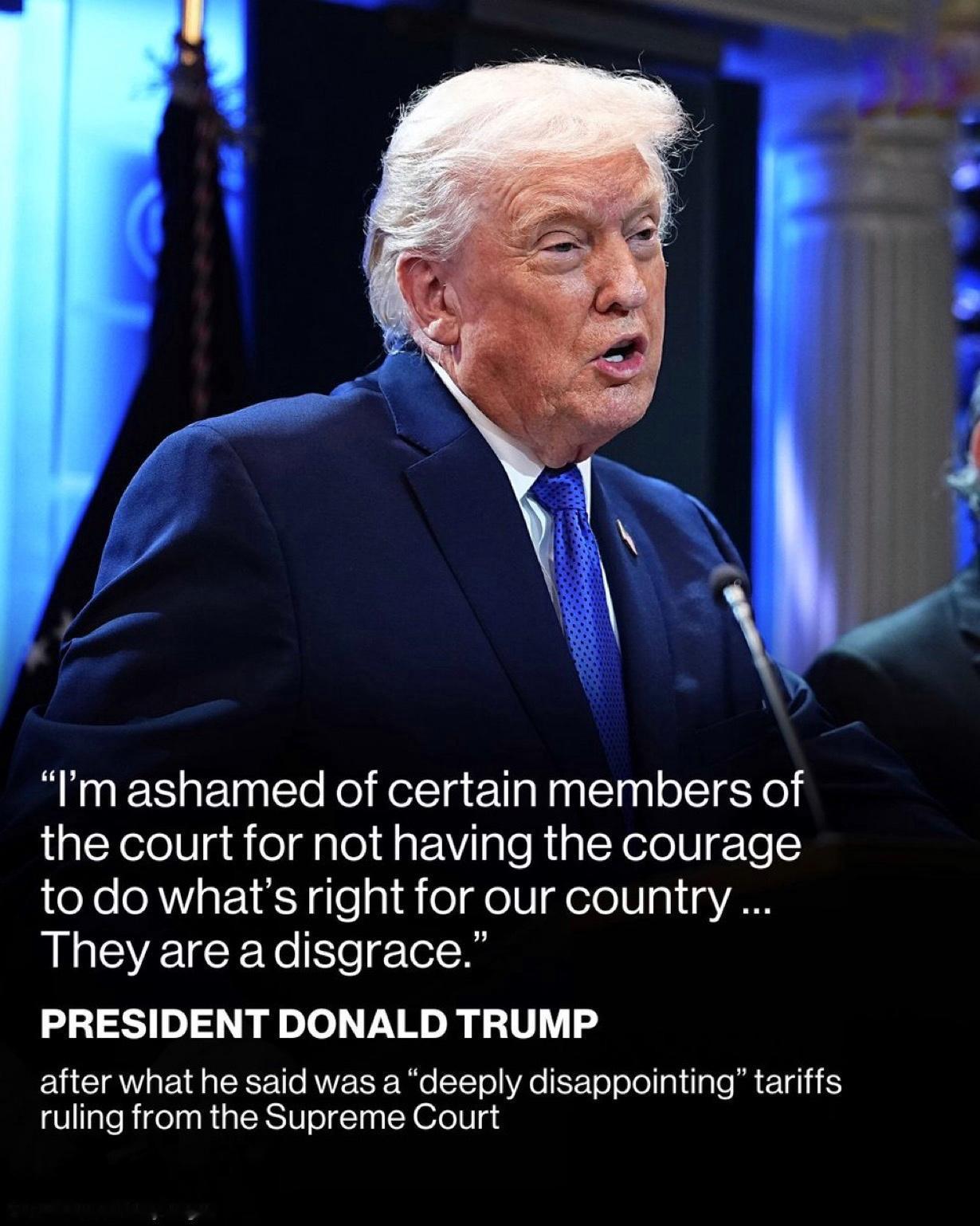 “我为某些法院成员缺乏勇气为我们的国家做正确的事而感到羞愧.…。他们是一种耻辱。