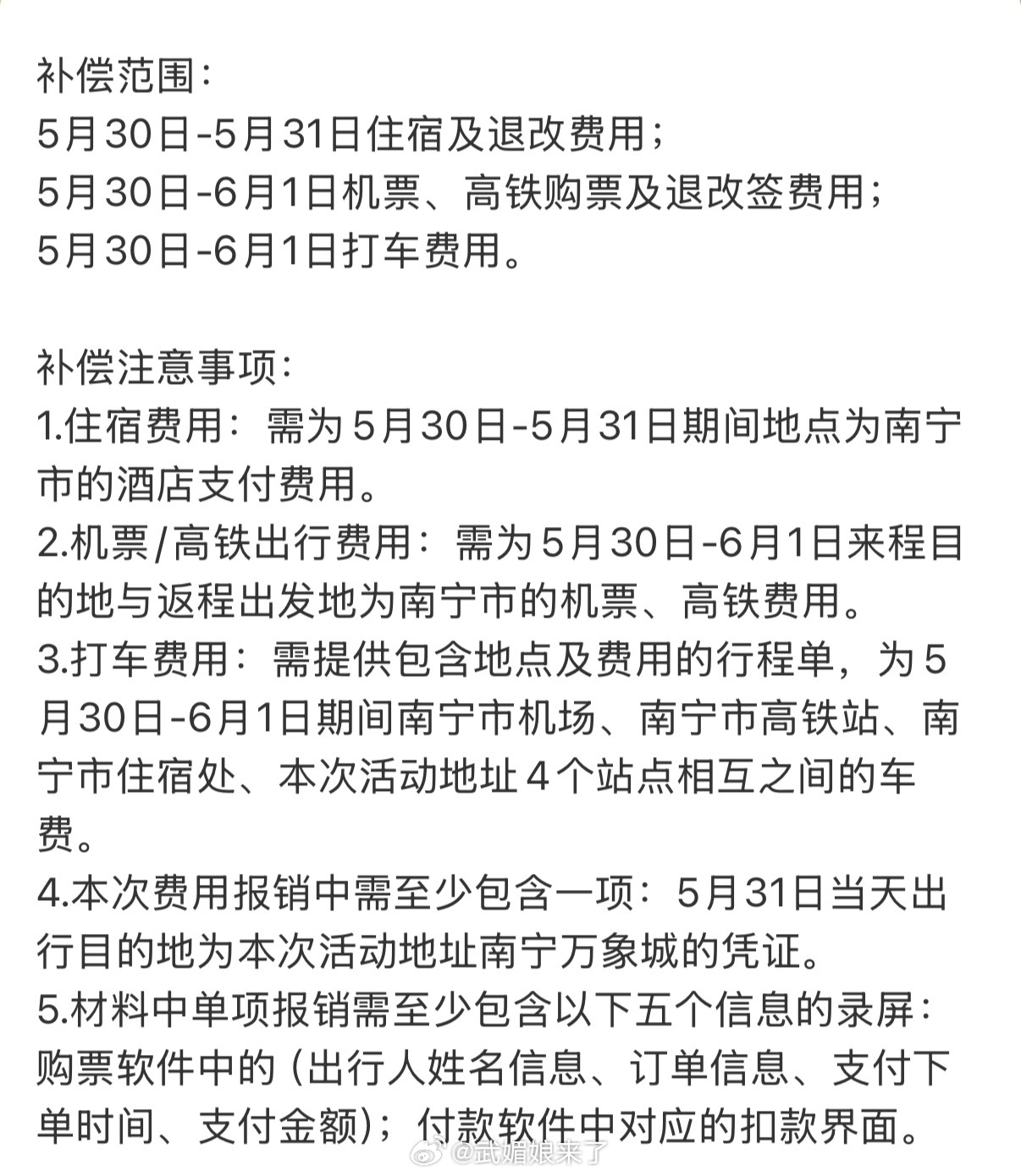 张凌赫线下活动取消目击者发声张凌赫工作室因品牌活动临时调整，为到场粉丝报销机酒及