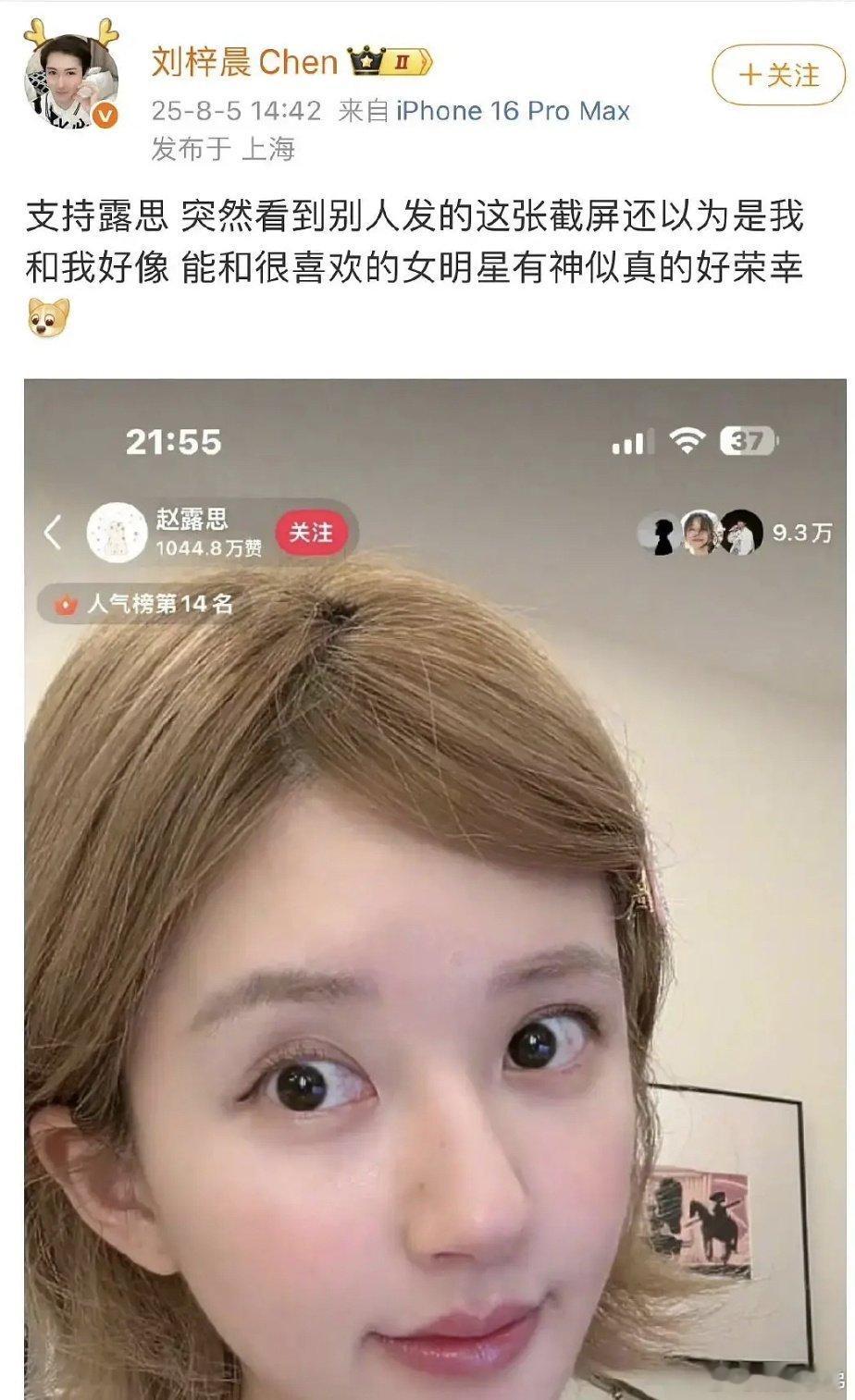 刘梓晨网红永远都是网红，有点热度就是去蹭！ 刘梓晨说赵露思很像他 ​​​
