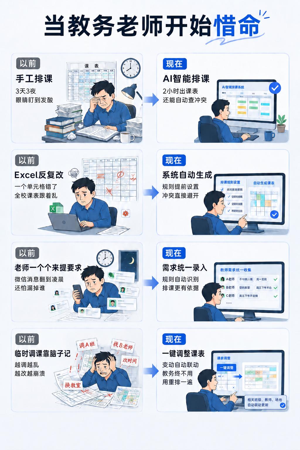 很多人疑惑：为什么名校的课表永远干净规整、几乎零争议，普通学校却改个不停？
差距
