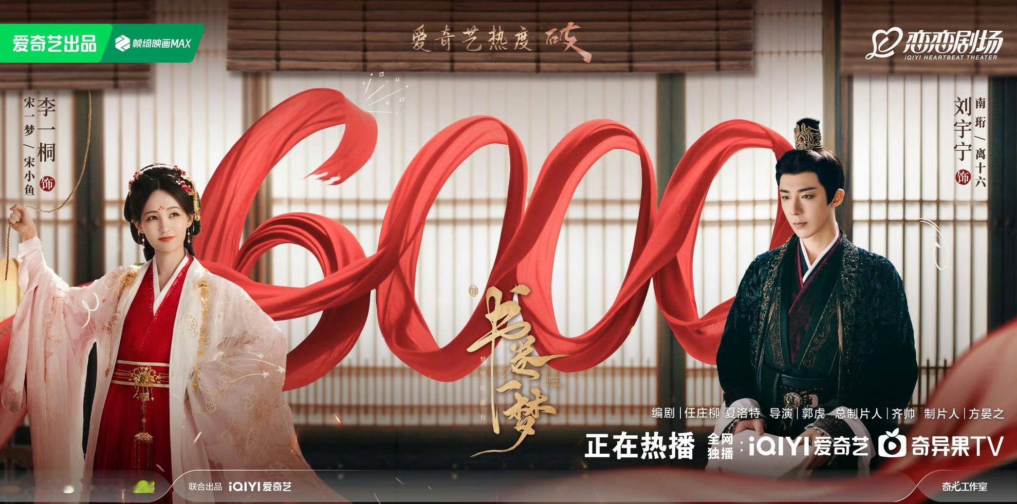 书卷一梦热度李一桐、刘宇宁书卷一梦 爱奇艺热度破6000了📺 ​​​