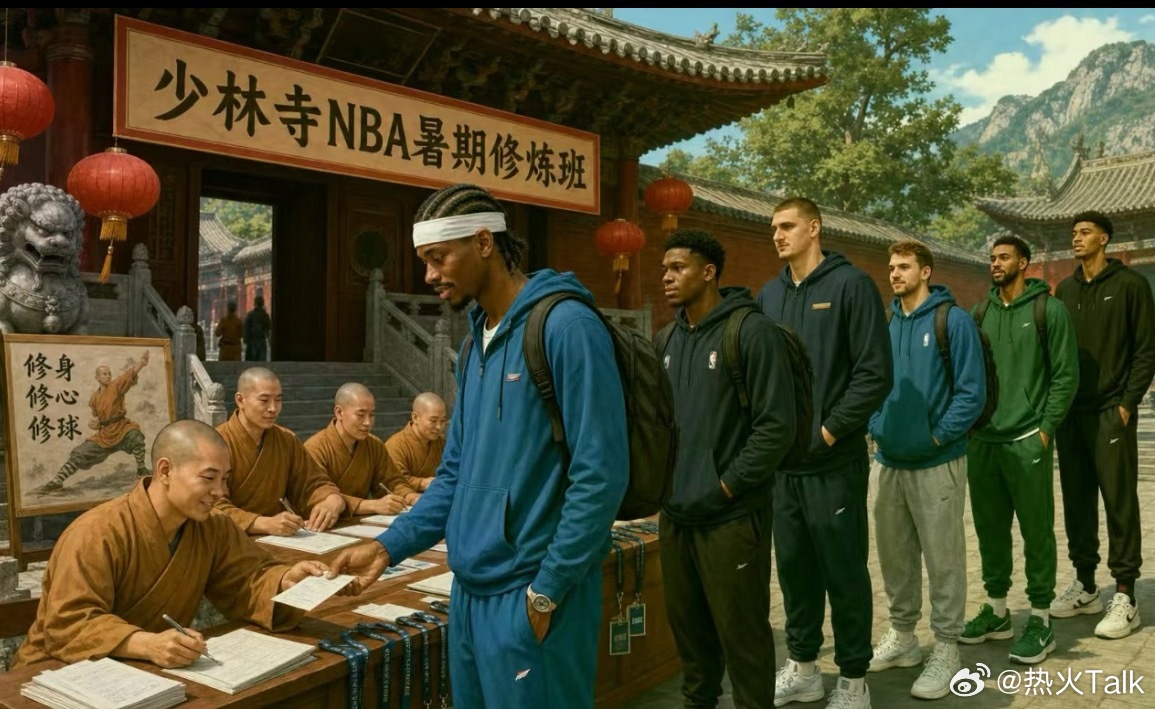 少林寺NBA暑期修炼班，亚历山大、爱德华兹、东契奇、约基奇排队报名杰伦布朗也去少