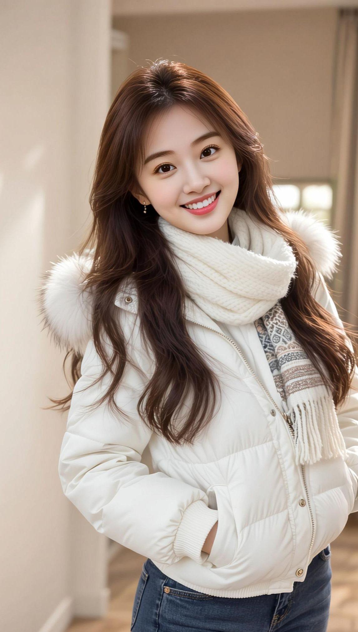 AI冬日甜美自拍 抖音ai创作 美女 高颜值