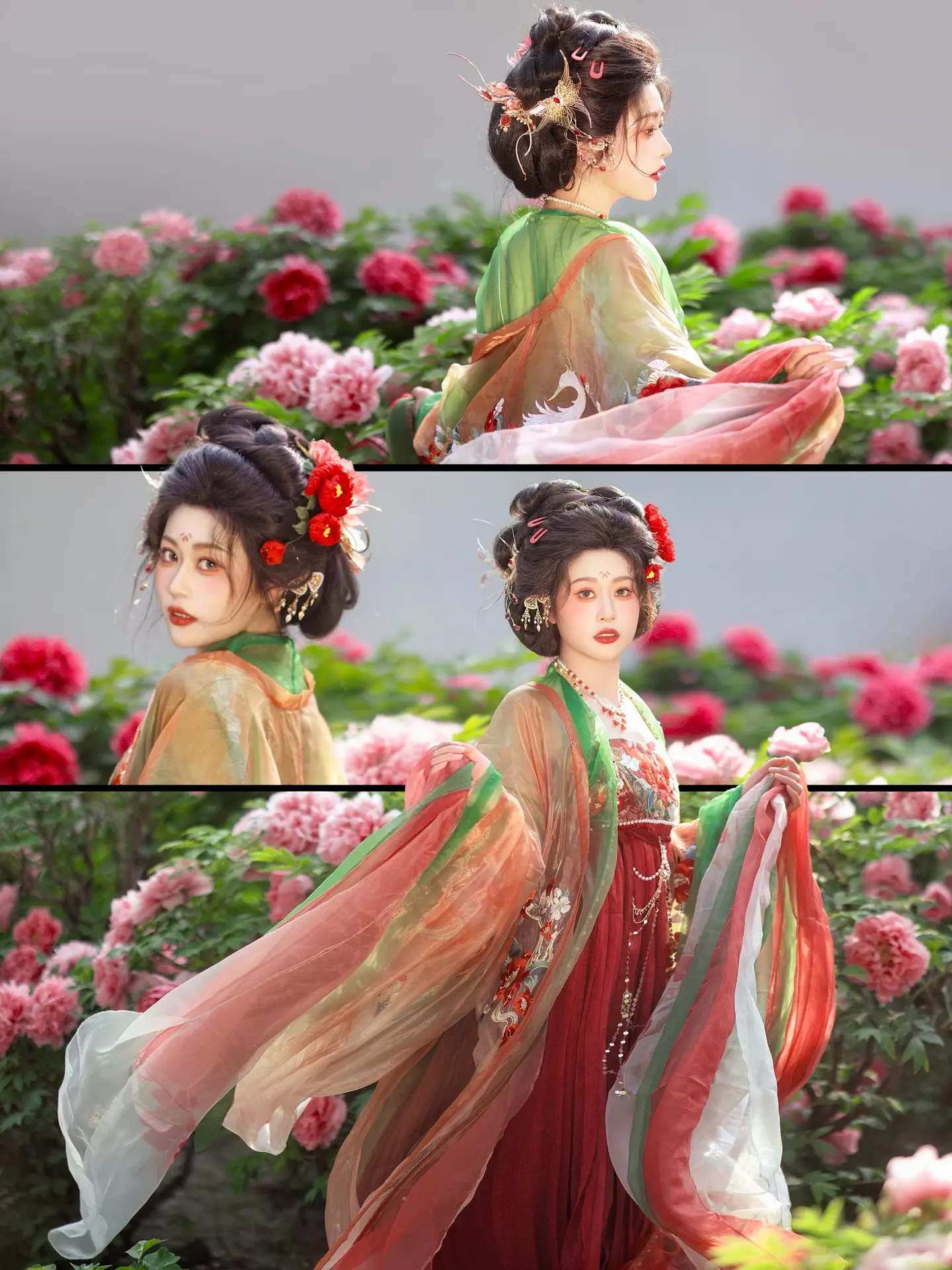 “富贵迷人眼”。今年的一套牡丹客片 甩衣服，奔跑回头，微曲的坐着，都是...
