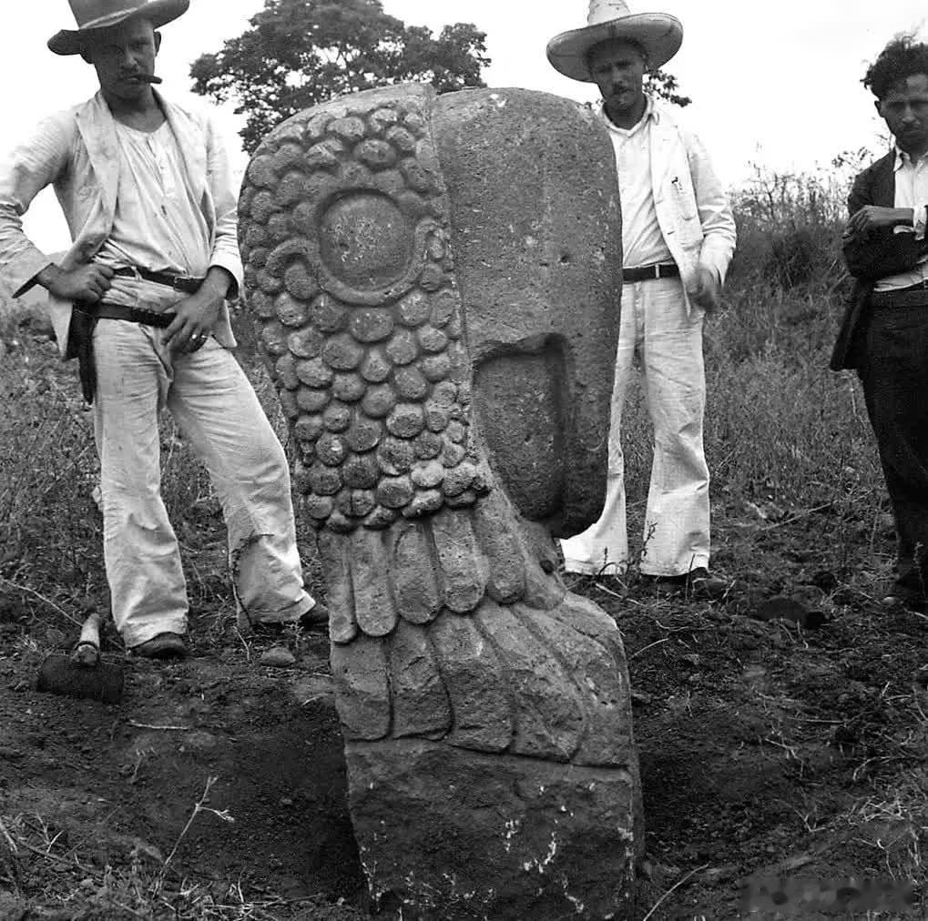 20世纪30年代在洪都拉斯西部科潘的拉乌尼翁发现的用石头雕刻成金刚鹦鹉头形状的古