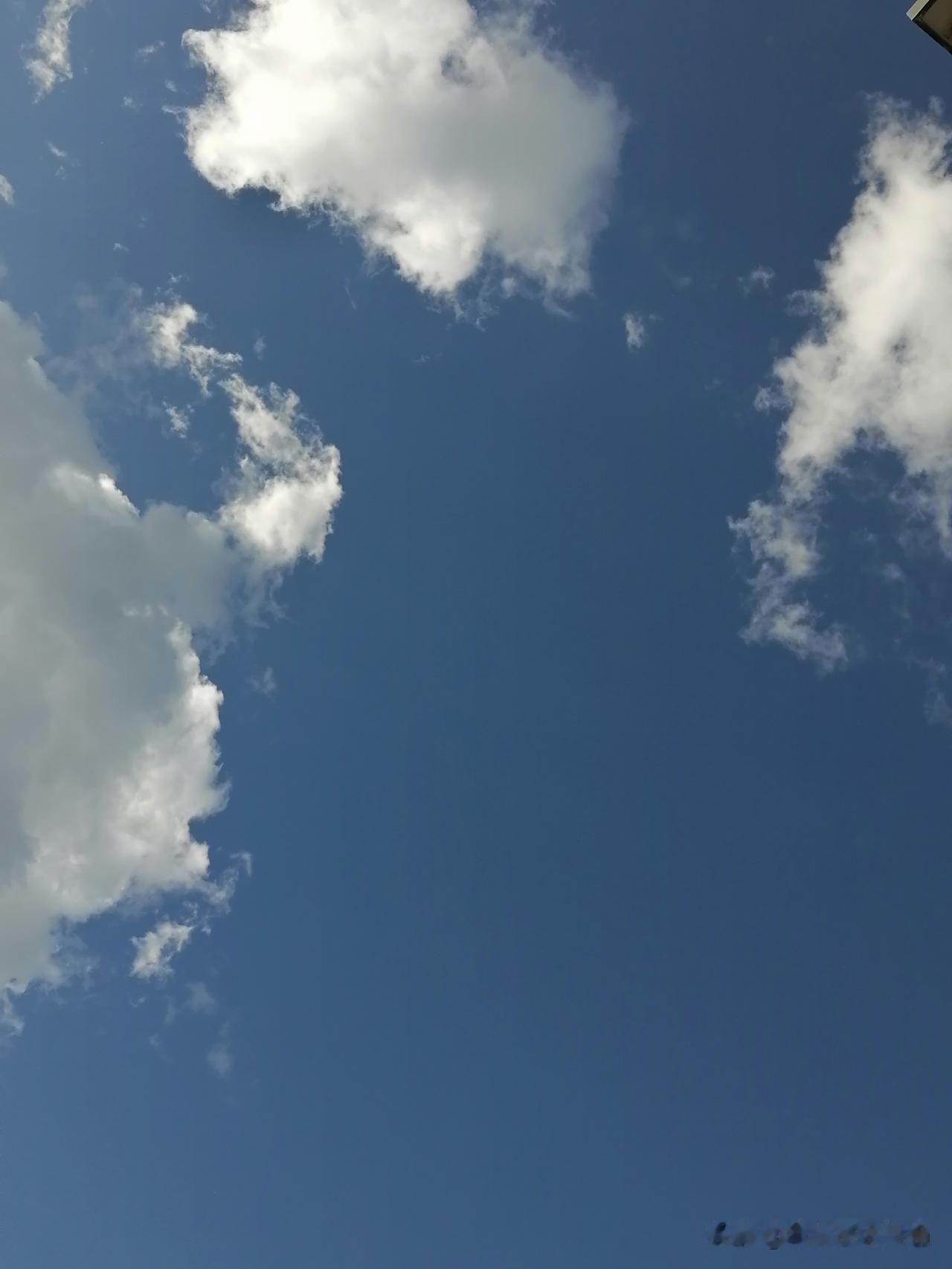 今天天空好美了，温度也不冷不热刚刚好！很适合户外活动，抬头望去，美丽的天空，晴空