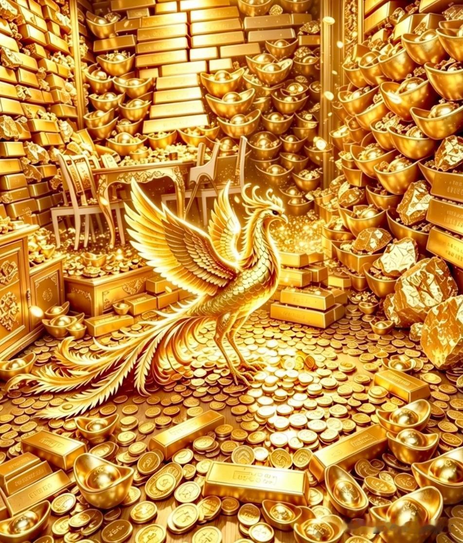 金凤展冀招鸿运，
满堂金玉聚财源。