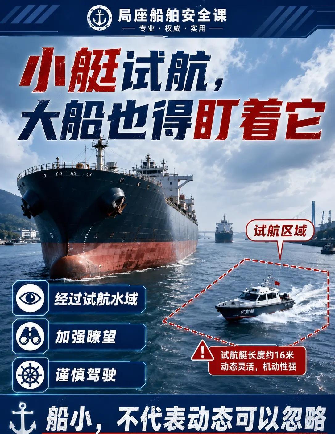 今天开始试航的这条巡逻艇只有16米长。放到长江里的大型货船旁边，它看起来非常小。