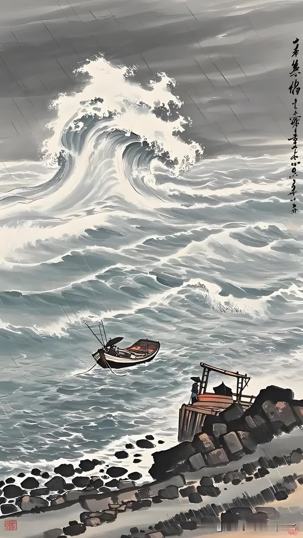《闷歌行十二首·其十二》
——宋·杨万里
风力掀天浪打头，
只须一笑不须愁。
近