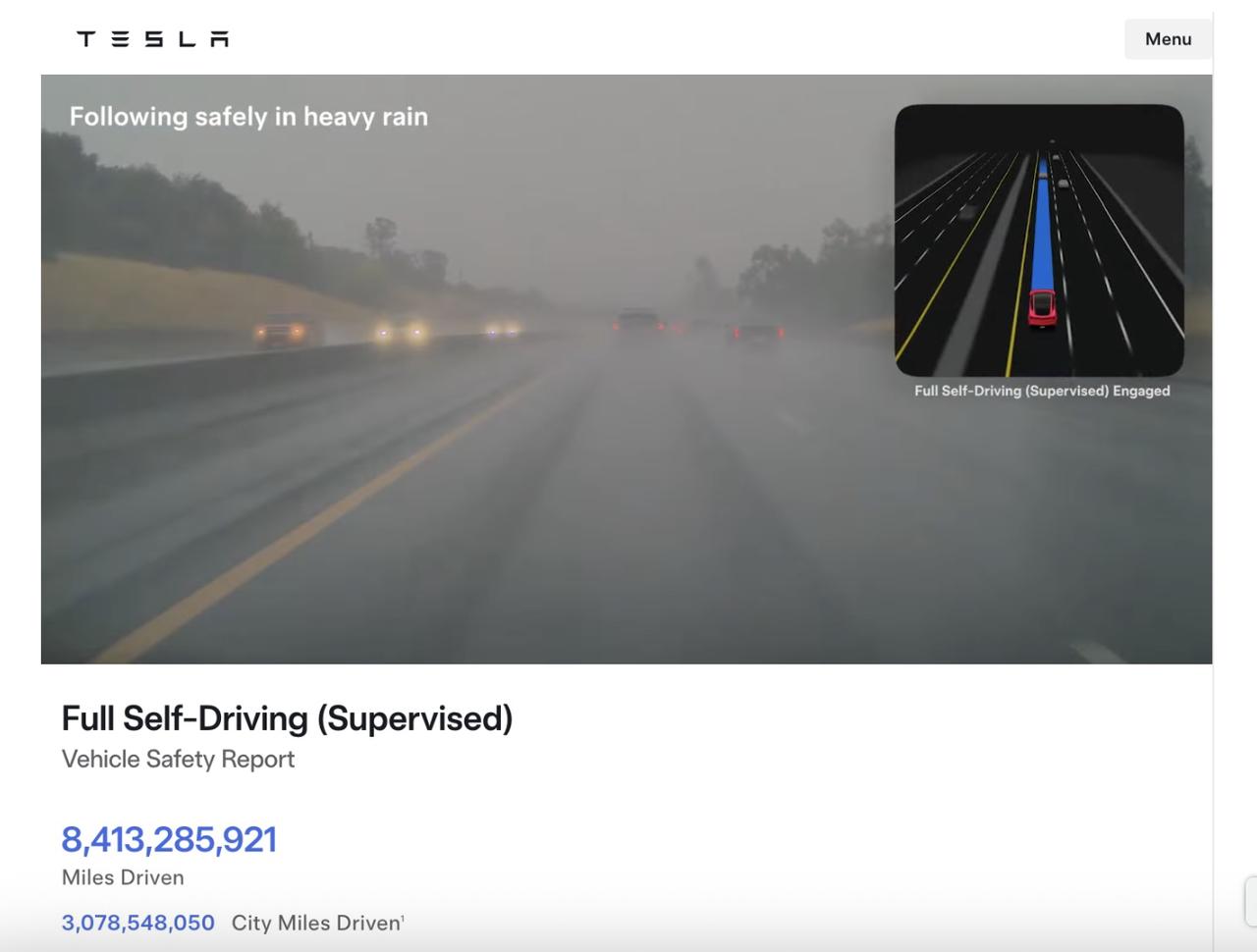特斯拉FSD累计行驶里程突破84亿英里
特斯拉官方安全页面的数据显示，FSD(S