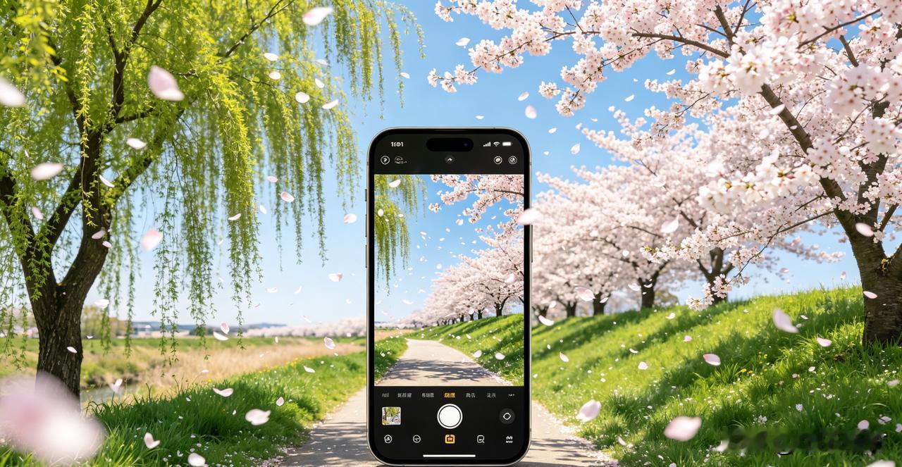 手机相册里存着许许多多的照片，有热闹的人间烟火，有四季的风景流转，唯有一张春日随