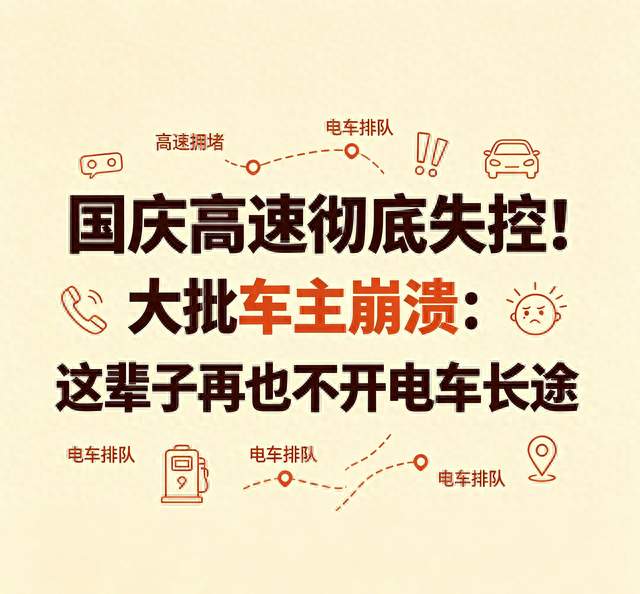 国庆高速彻底失控！大批车主崩溃：这辈子再也不开电车长途