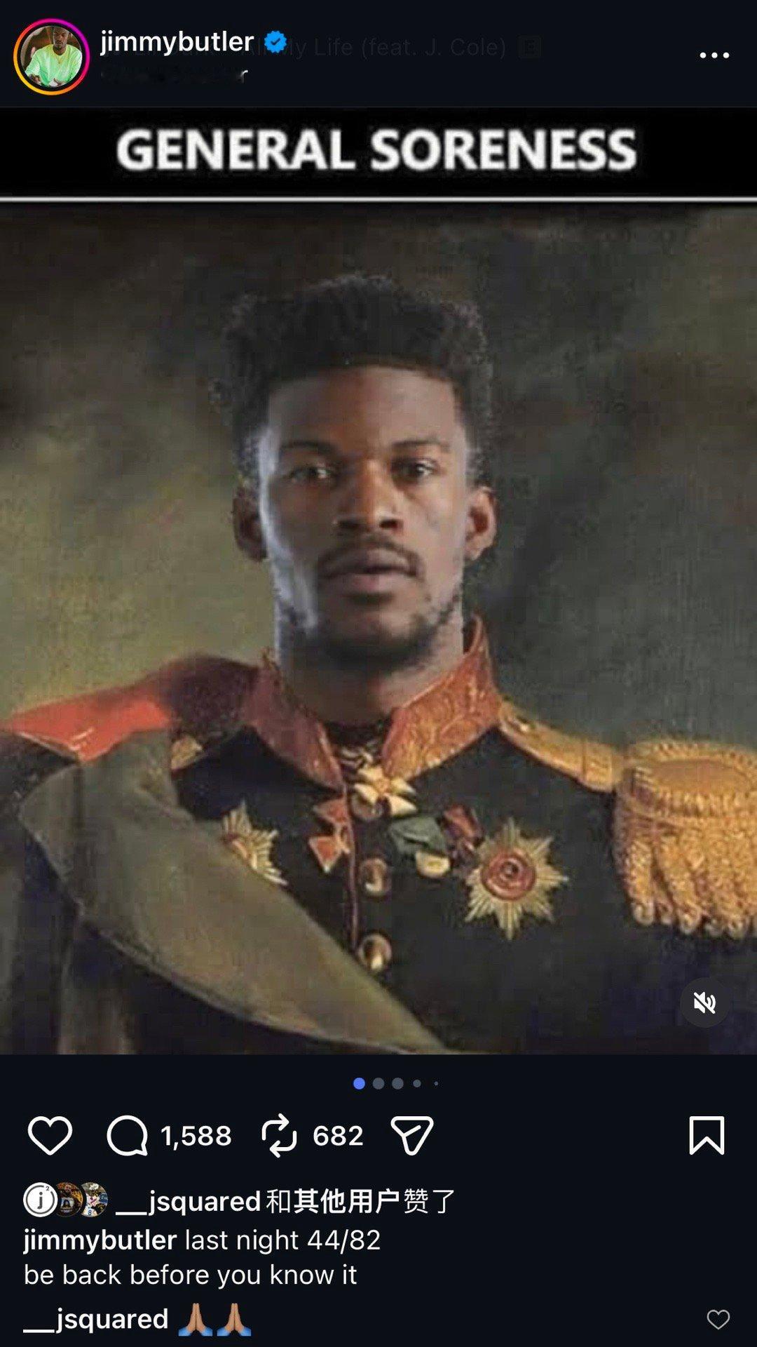 巴特勒ins更新：“很快就会回来。”是怕大家担心吧吉米老师好好养伤，等你回归❤️