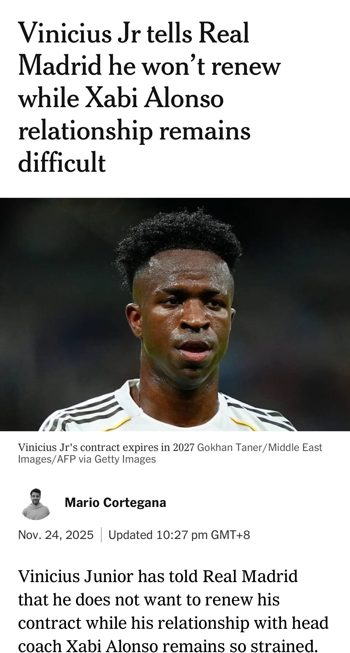 Breaking News！！！威尼修斯已告知皇家马德里，在主教练哈维·阿隆索与