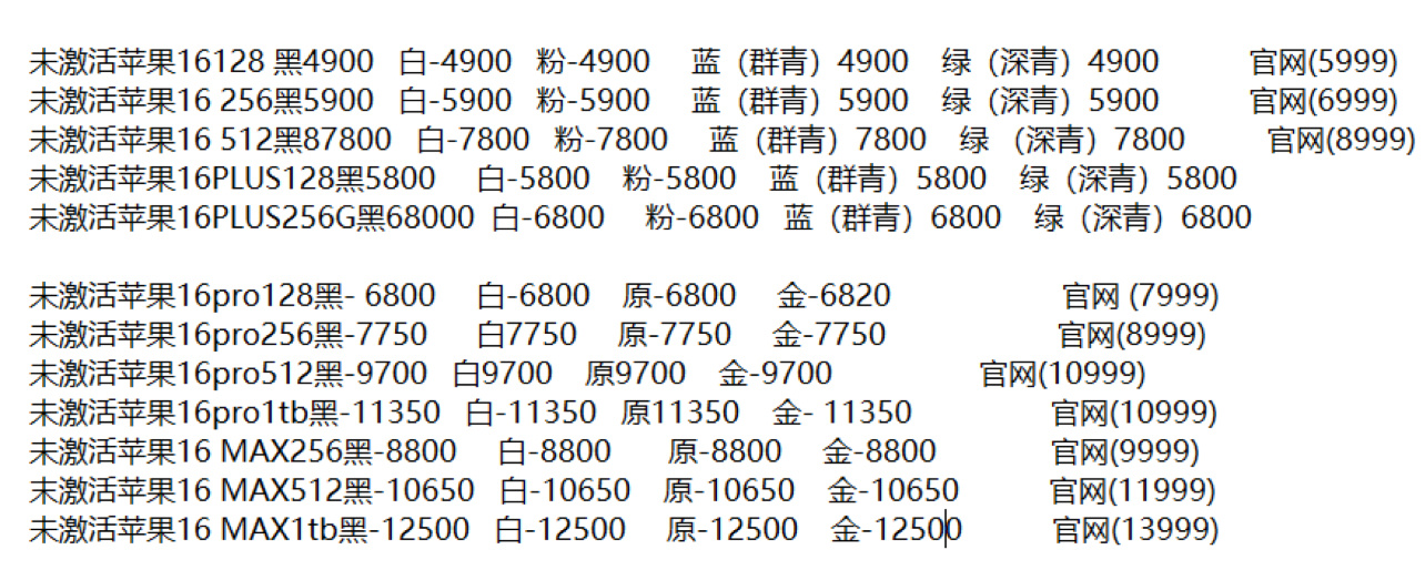 昨天说的没错吧，16 系列回收会有大调价，今天的市场价格出来，拿16 PM256