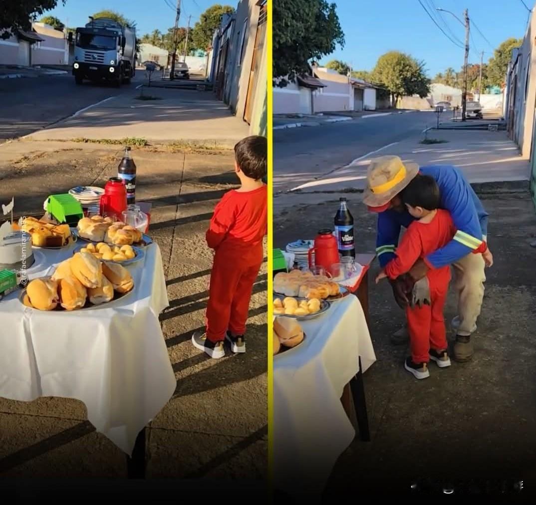 在巴西，年仅3岁的Davi许下了一个与众不同的生日愿望：和每天早上见到的垃圾收集