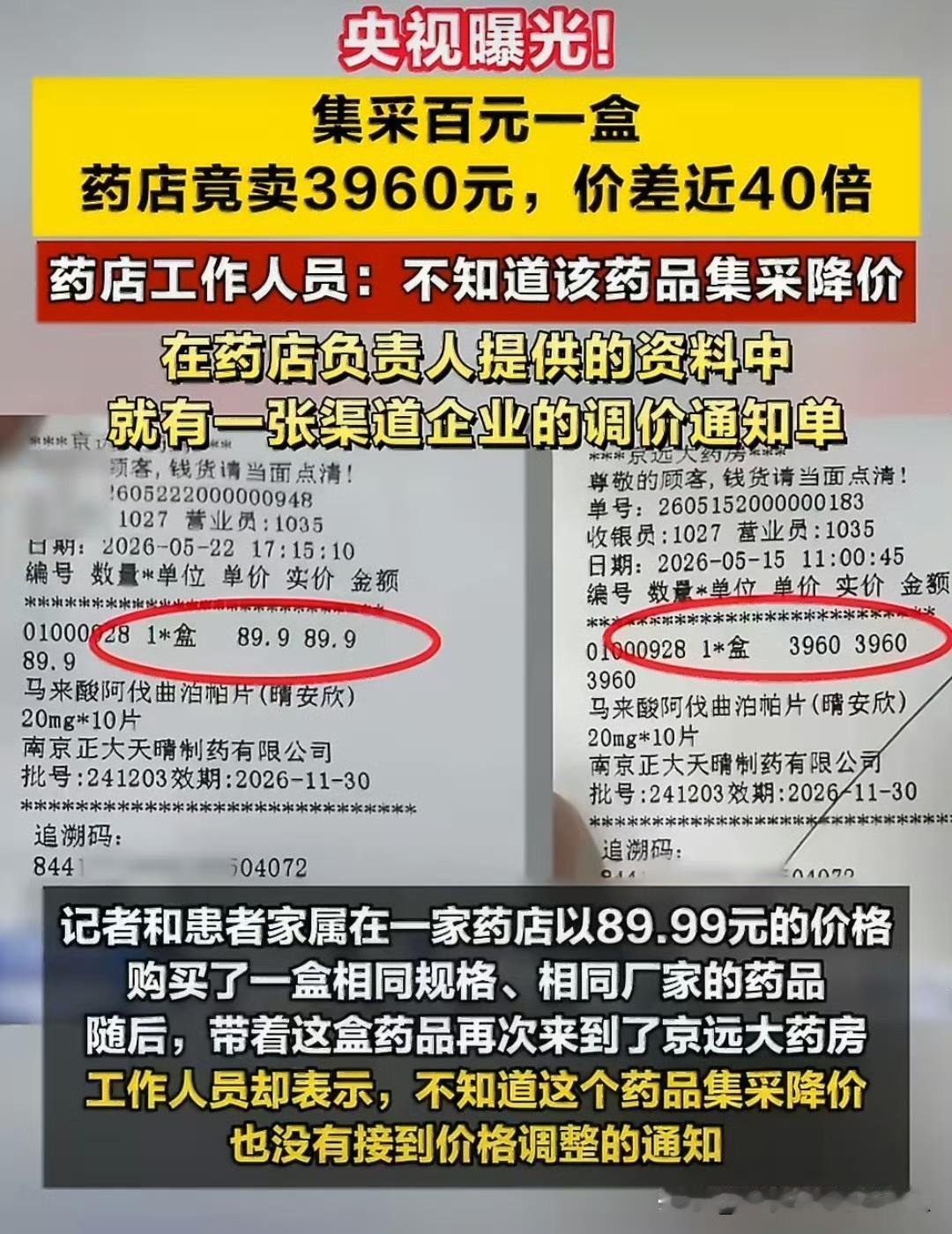 约等于90元的药卖四千……毛利润三千多……44倍的价格……这是不知道该要拍集采降