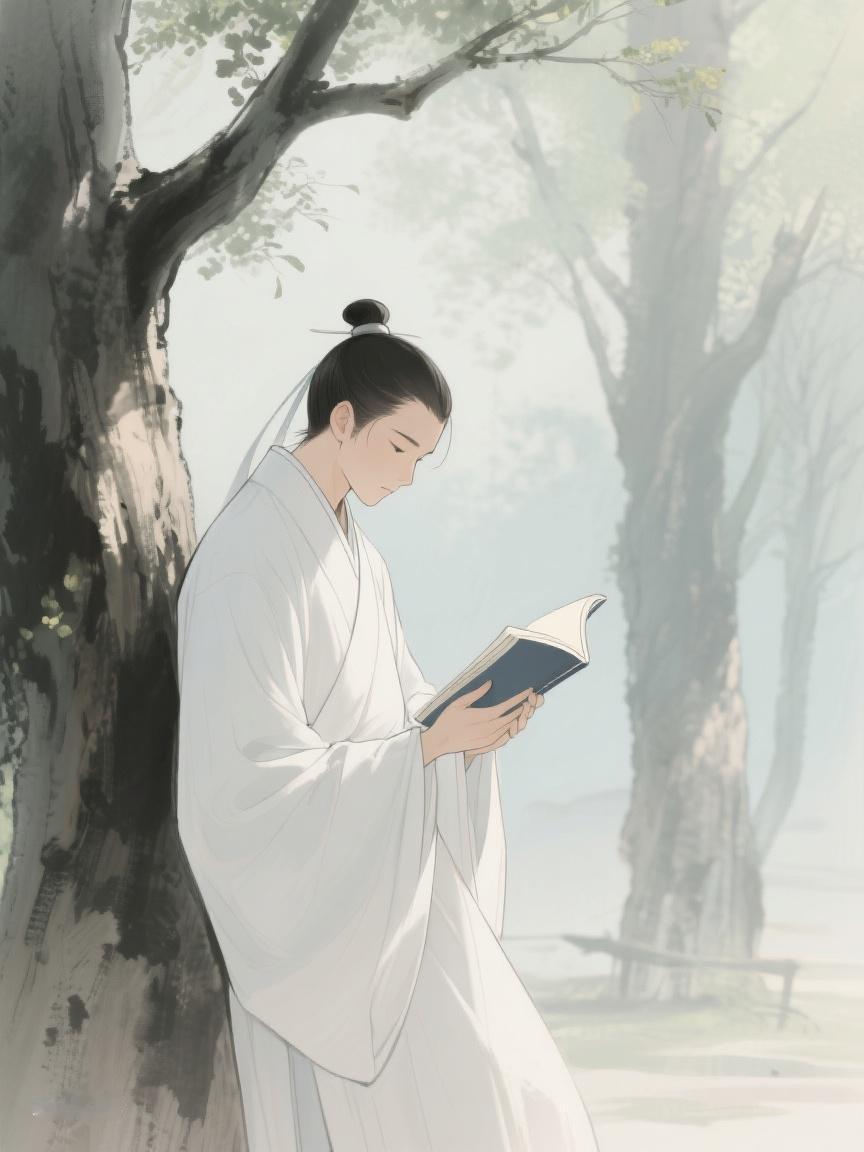 AI妙生图于林间树下，沉浸书卷时光。在静谧中寻得一方心灵净土，思绪随墨香飘远。