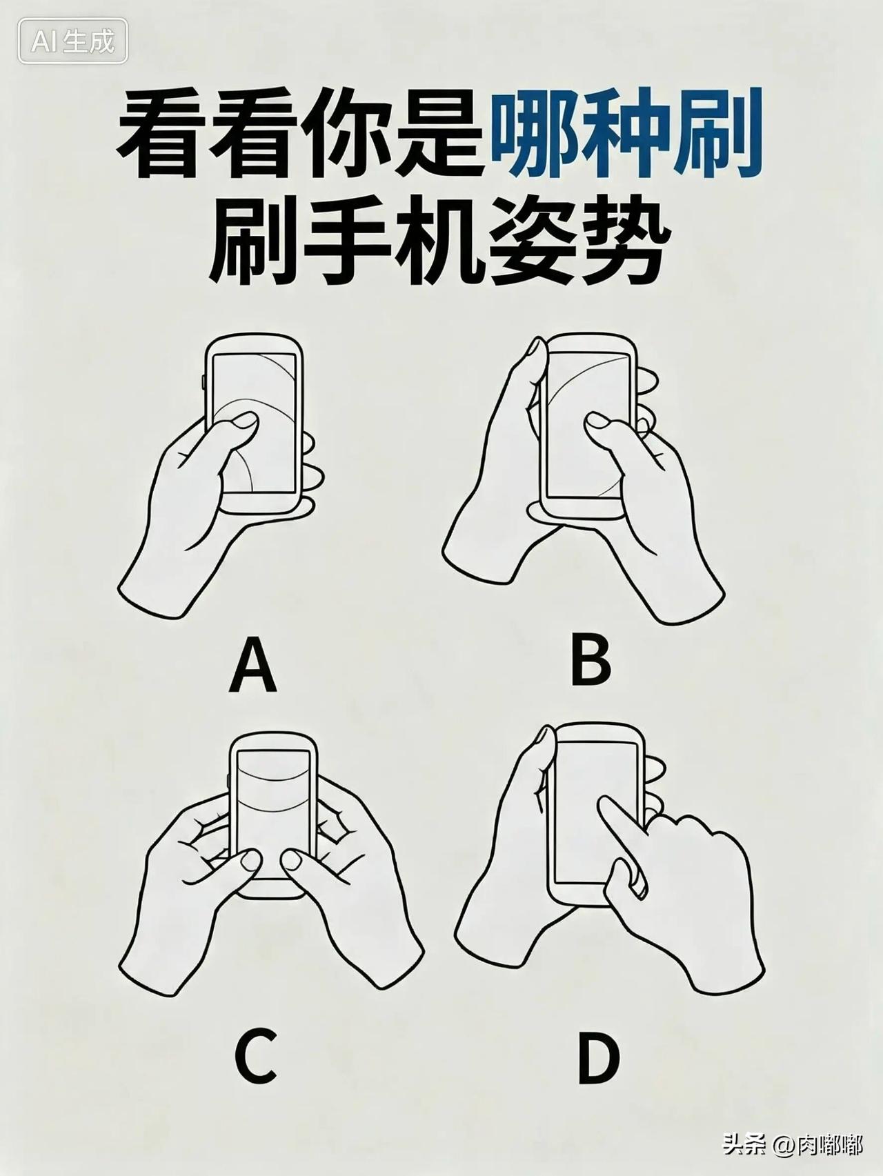 看看你是哪种刷手机姿势。[祈祷]不管哪种姿势，“低头族”绝对是颈椎的头号杀手。