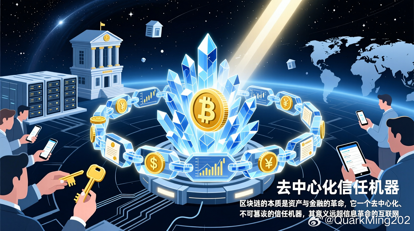 区块链的本质是资产与金融的革命，它是一个去中心化、不可篡改的信任机器，其意义远超