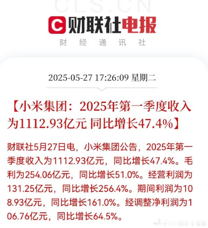 小米Q1的财报非常好看，按照艹老师的说法，汽车毛利率已经达到了行业顶尖水平，米粉