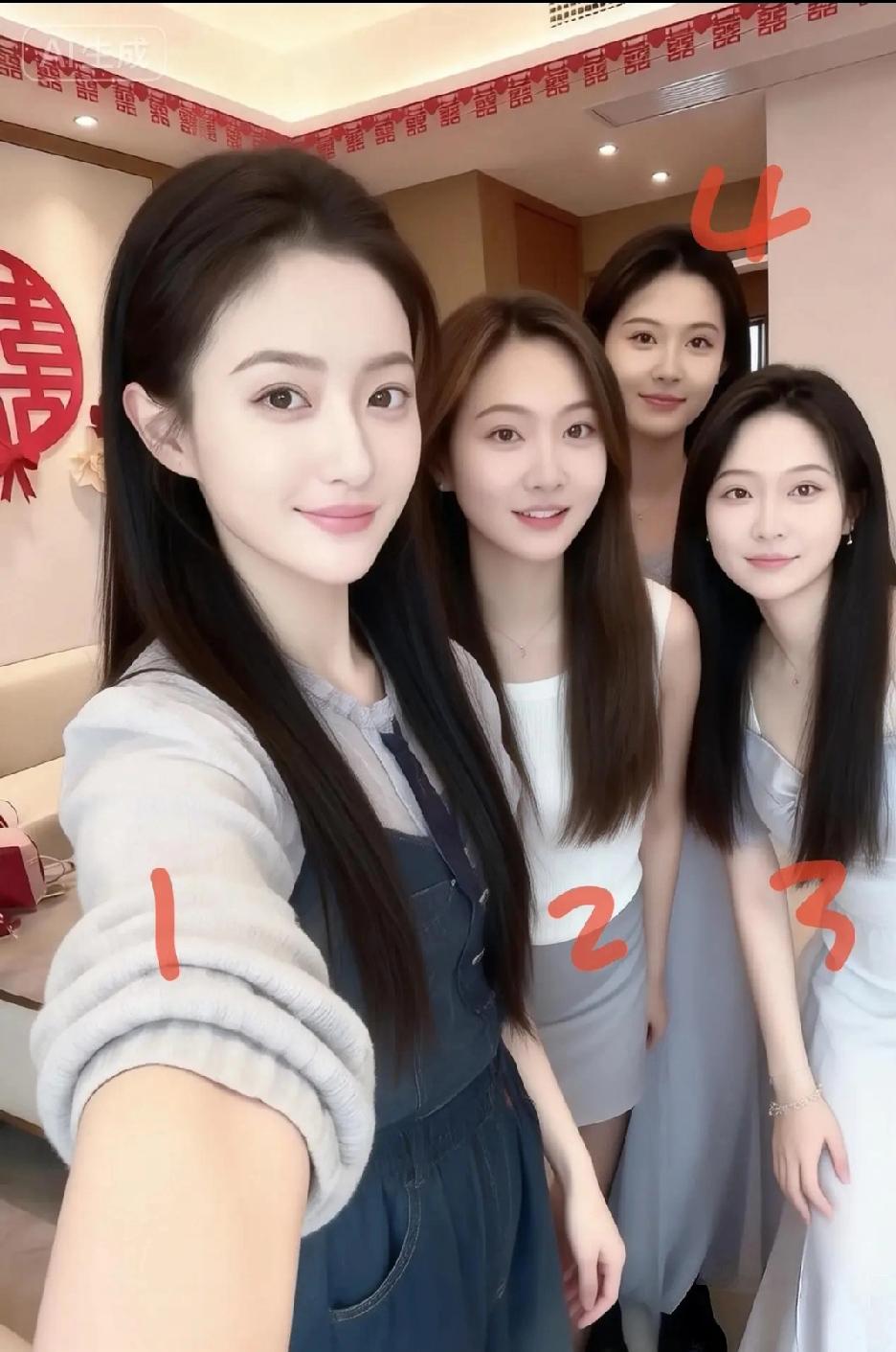 四位伴娘，选一个做老婆，直觉告诉我，你选几号？