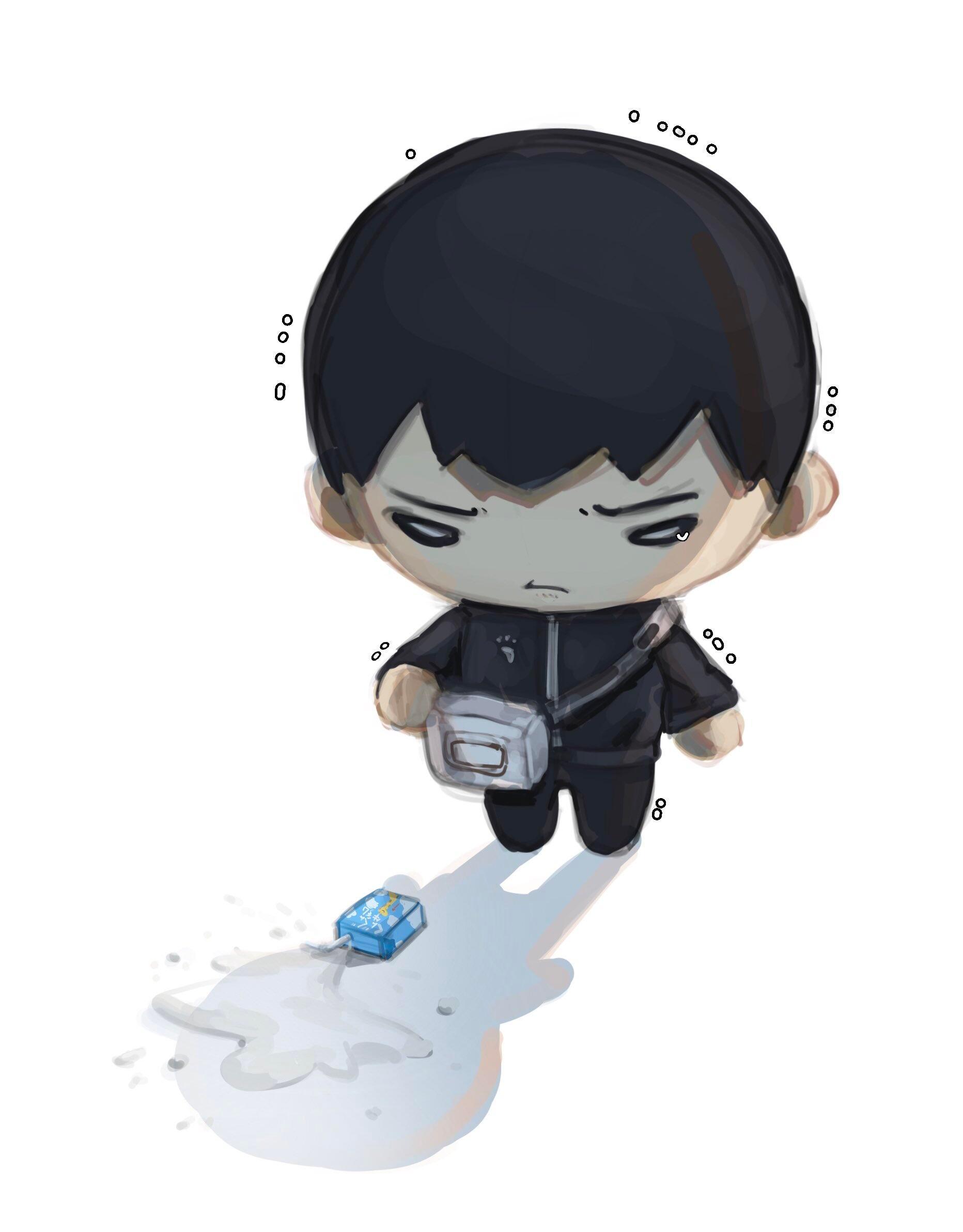 排球少年   小飞雄：牛奶撒了(꒦ິ⌓꒦ີ)绘：anqi_6 