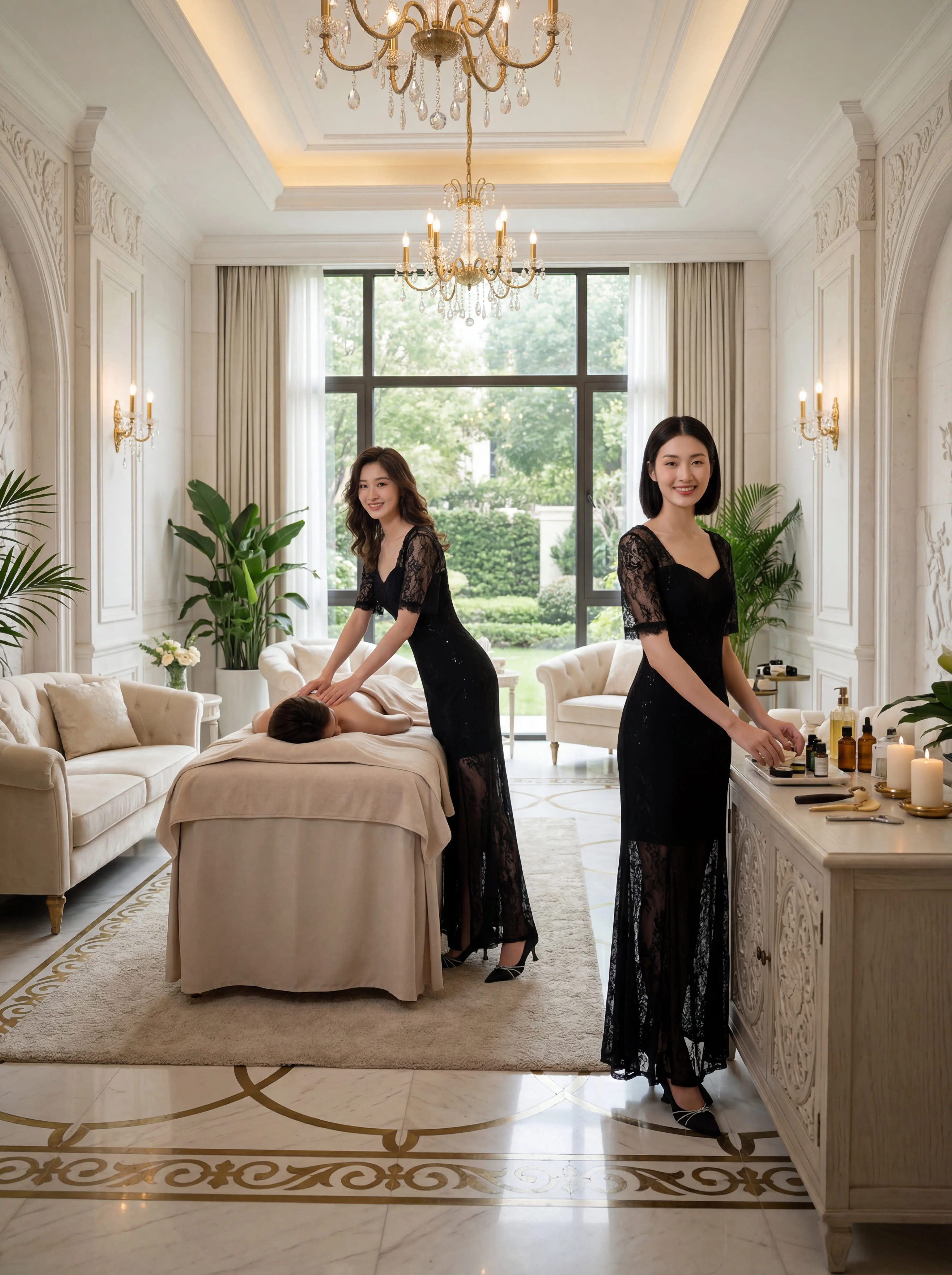 谁能拒绝一件会「呼吸」的黑色长裙啊！。半透蕾丝袖 + 暗纹提花面料，朦...