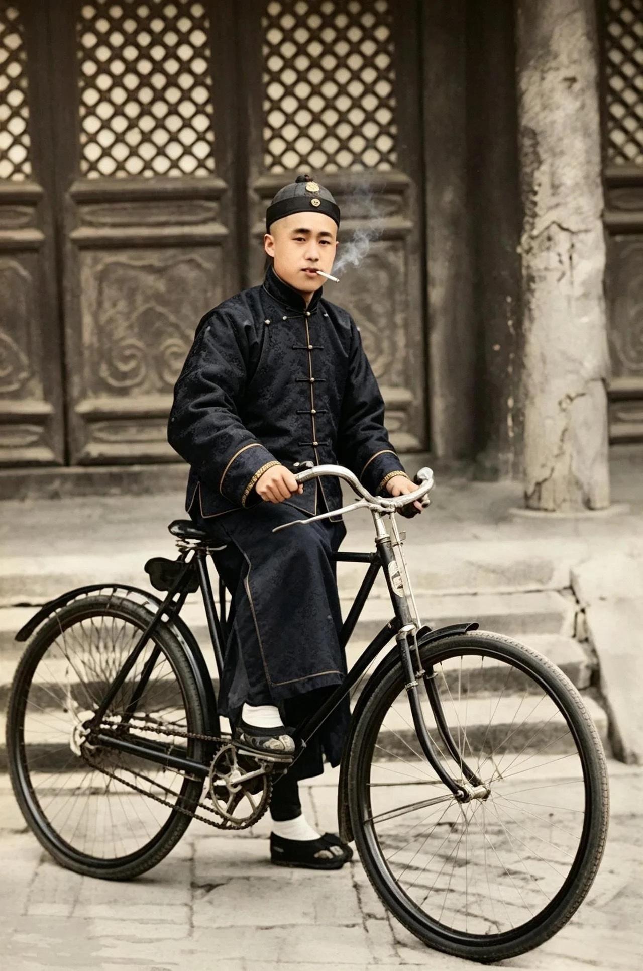 不搞权谋不爱朝堂！清代贵族达赉贝子，爱骑自行车，花100大洋买进口洋车

一张流