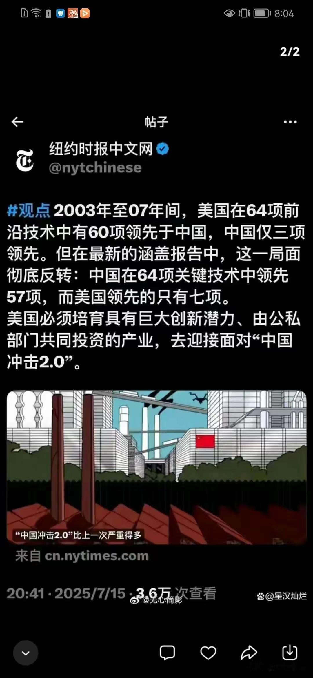 帝国那边媒体开始吹中国了 ​​​