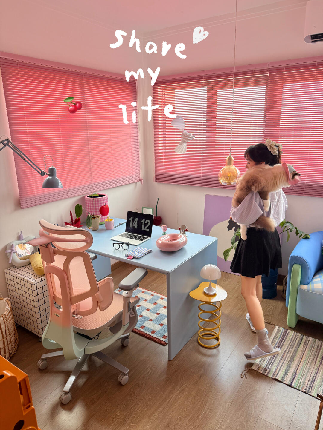 🍧粉色系书房*♡↝ 谁能拒绝这么舒服的工位