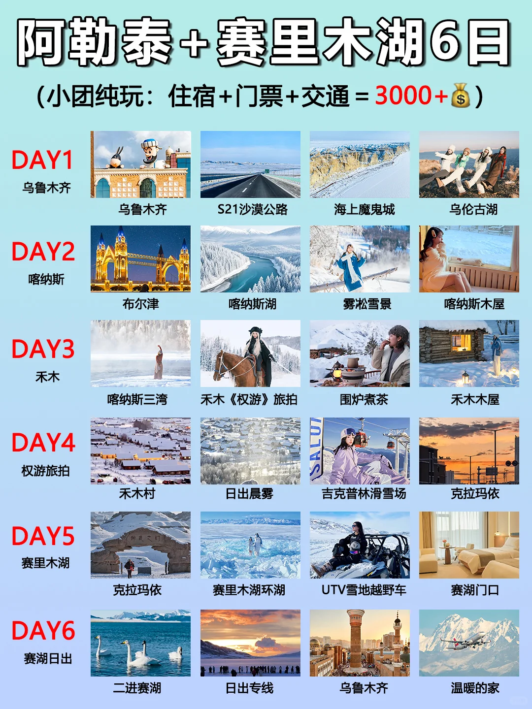 12-2月来新疆🤩阿勒泰+赛里木湖6天3000+