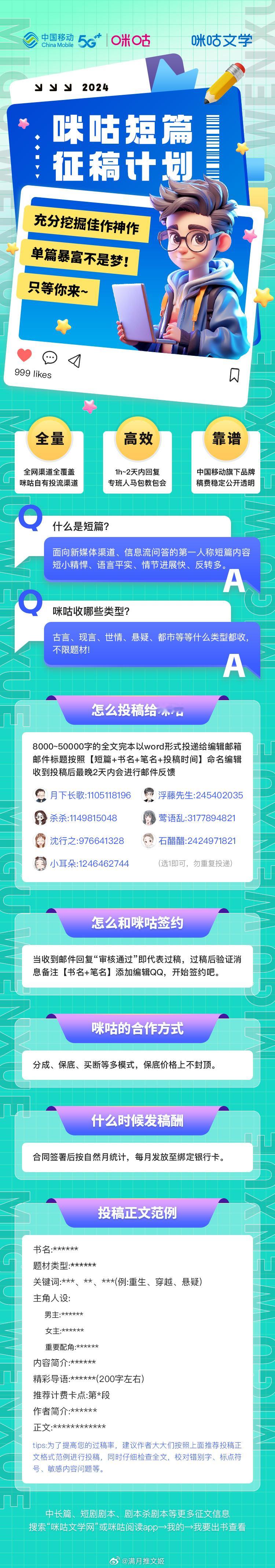 #咪咕短篇征稿计划# 长期进行中，热爱文字的你，千万别错过！从业十年以上的专业编