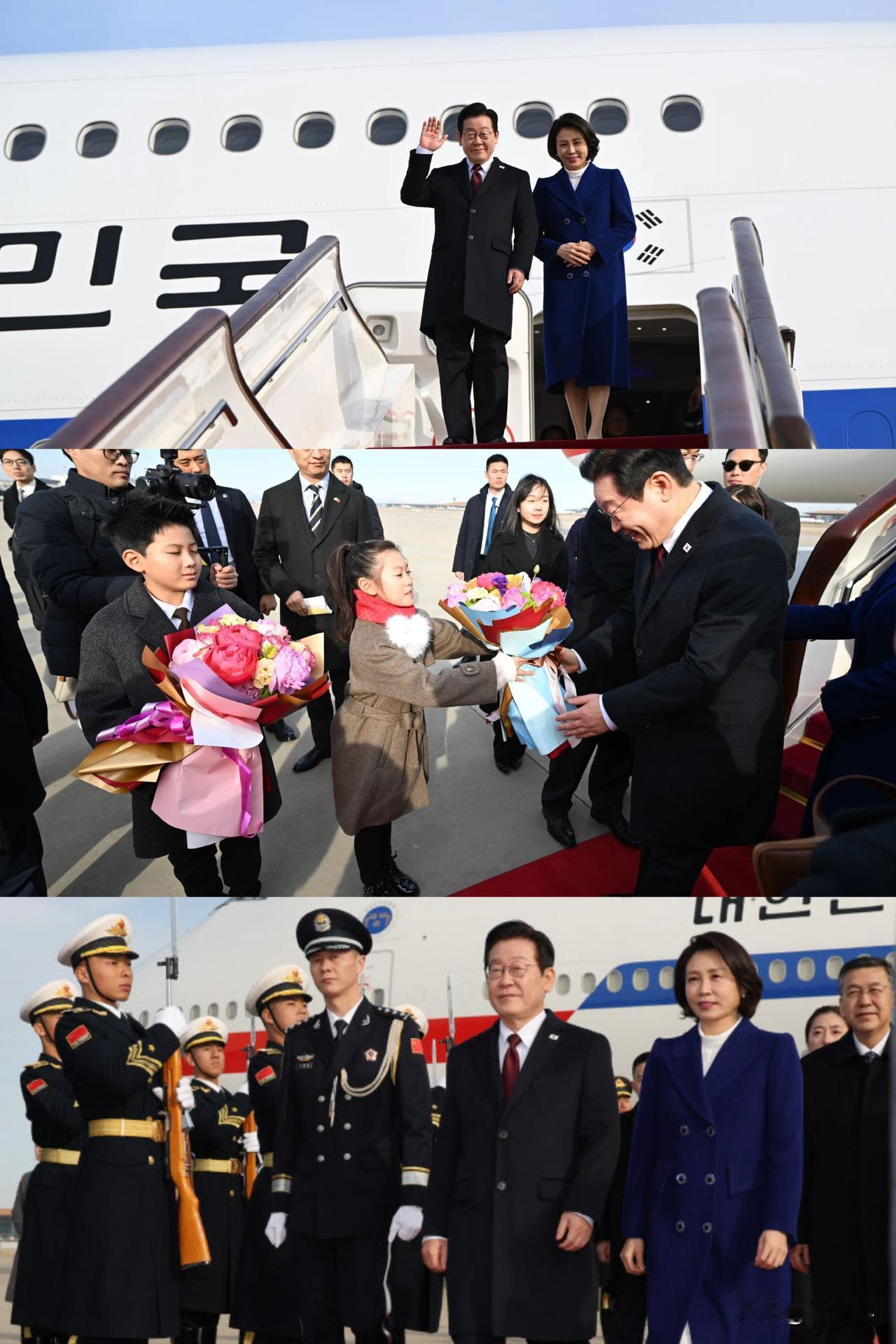 红毯鲜花热迎！韩国李在明乘机抵京，携200余人庞大经贸团，开启为期四天的访华之行