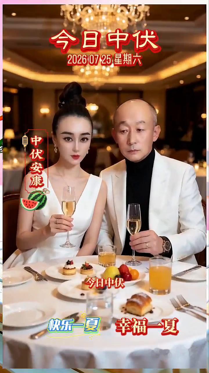 七月二十五日星期六，今日中伏，送上我的真诚祝福。晨光伴热浪，清风烧安康。冰饮一杯