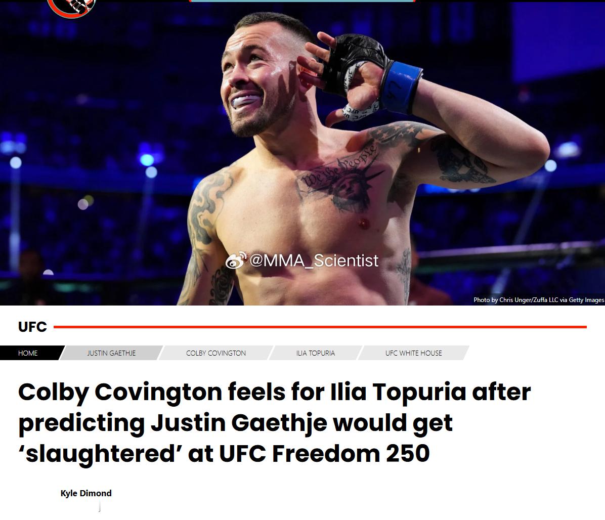 “美国战鹰”科尔比·卡温顿（Colby Covington）对“平头哥”贾斯汀·
