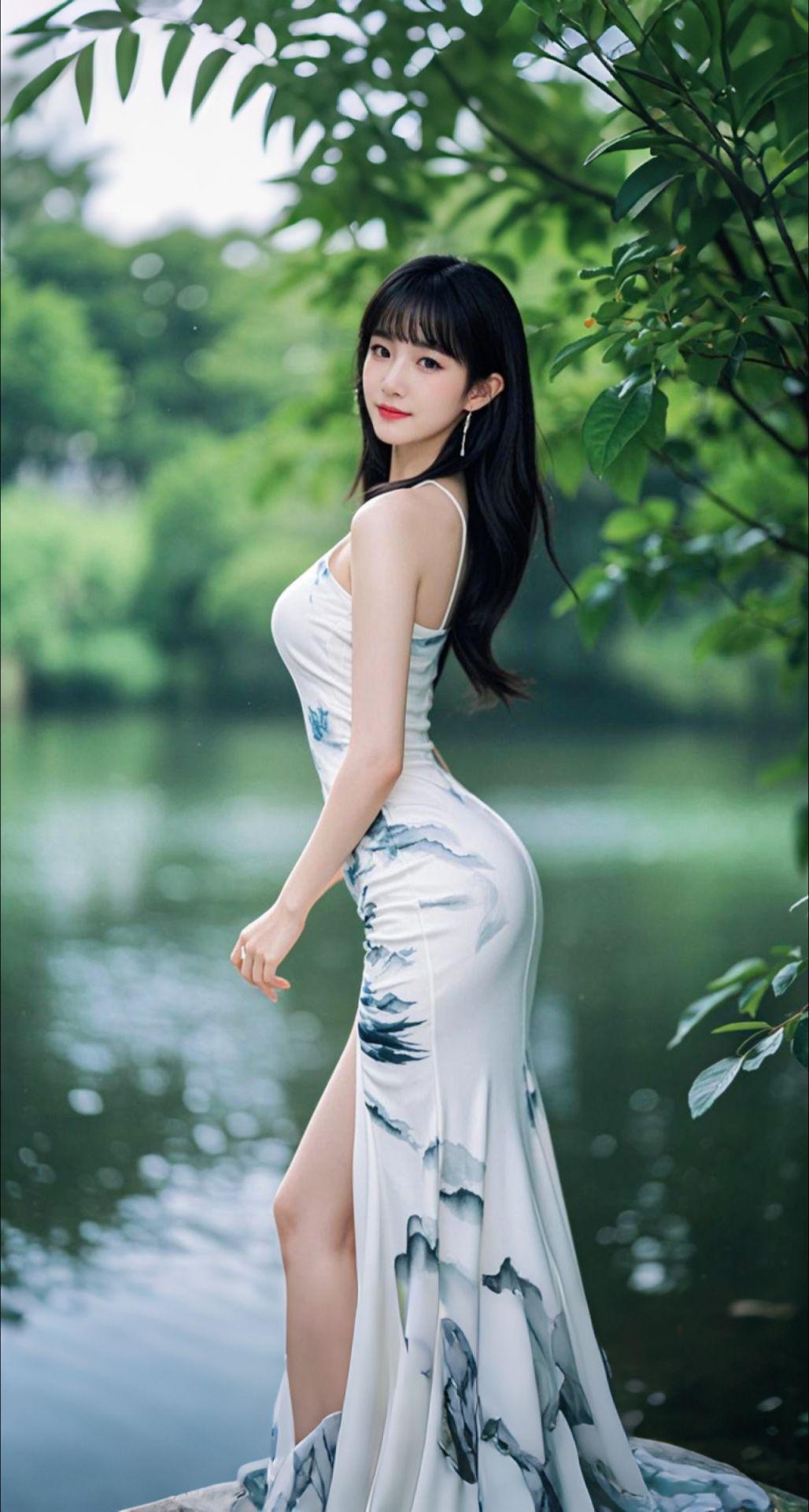 AI扩图 AI纱裙绝颜佳人