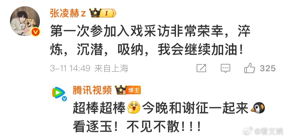 张凌赫回复腾讯视频张凌赫腾讯视频互动 张凌赫回复腾讯视频，未来一定会越来越好 