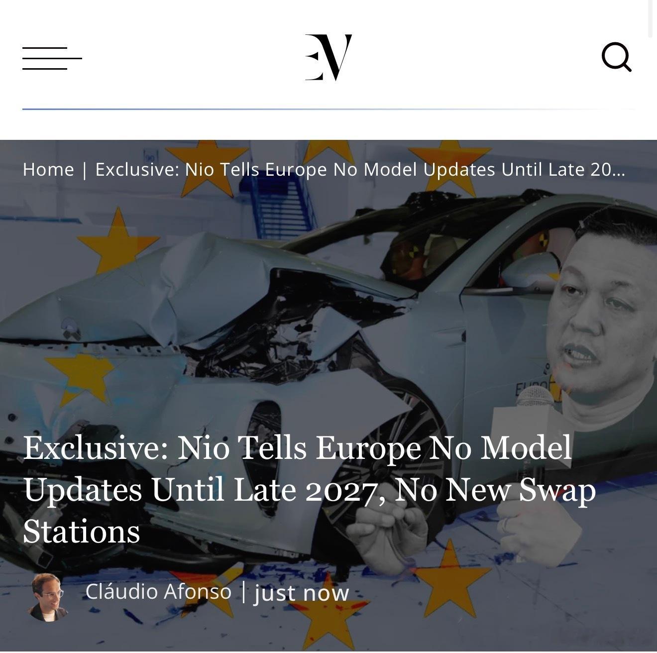 EV 独家报道了蔚来在欧洲的事项进展。背景是蔚来本周在荷兰举办了一场客户活动，旨