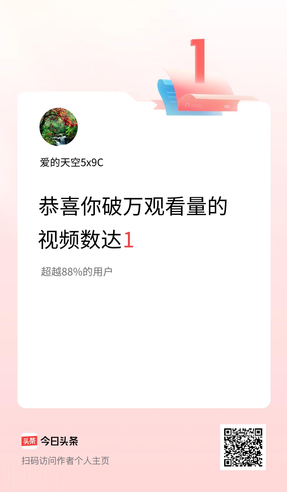 我在头条有1条视频播放量破万了！
